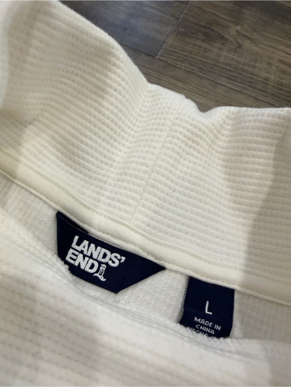 Lands’ End Women’s Waffle Knit Funnel Neck Tunic Sweater - Picture 2 of 5